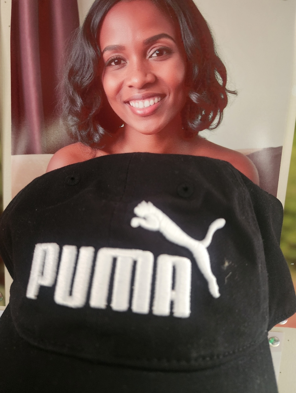 Puma Black Cap with White Logo Embroidery